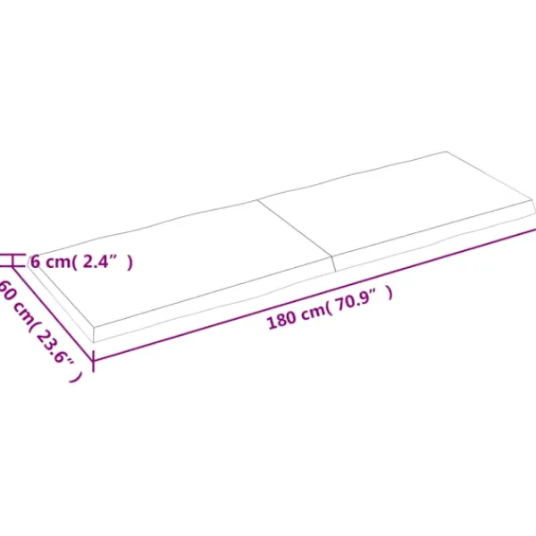 vidaXL Matgrupper>Bordsskiva mörk 180x60x(2-6) cm massivt trä levande kant