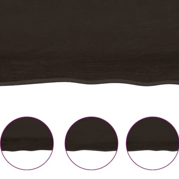 vidaXL Matgrupper>Bordsskiva mörk 220x40x(2-6) cm massivt trä levande kant