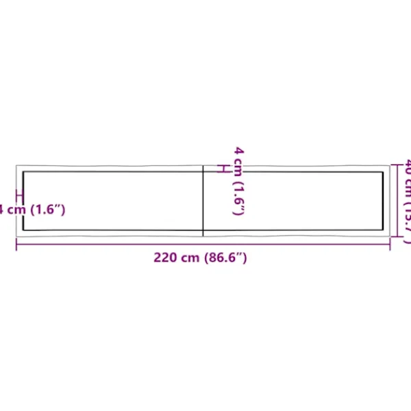 vidaXL Matgrupper>Bordsskiva mörk 220x40x(2-6) cm massivt trä levande kant