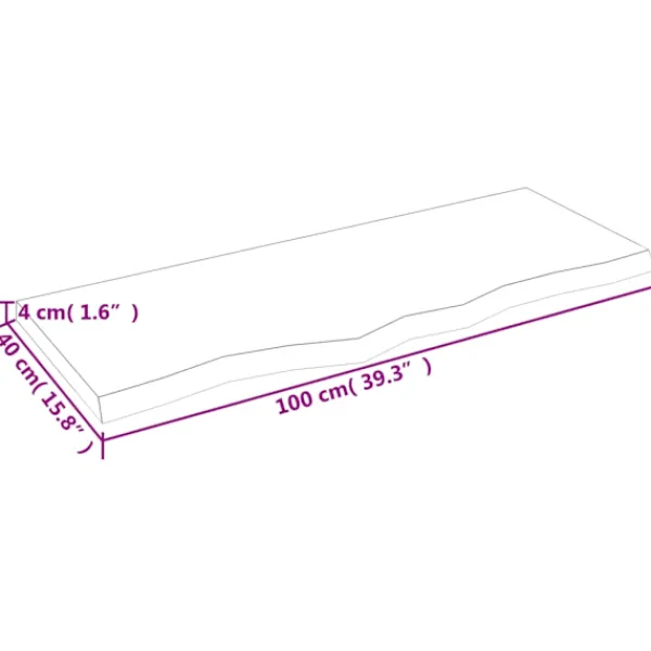 vidaXL Kontorsmöbler>Bordsskiva mörk 100x40x(2-4) cm behandlad massiv ek
