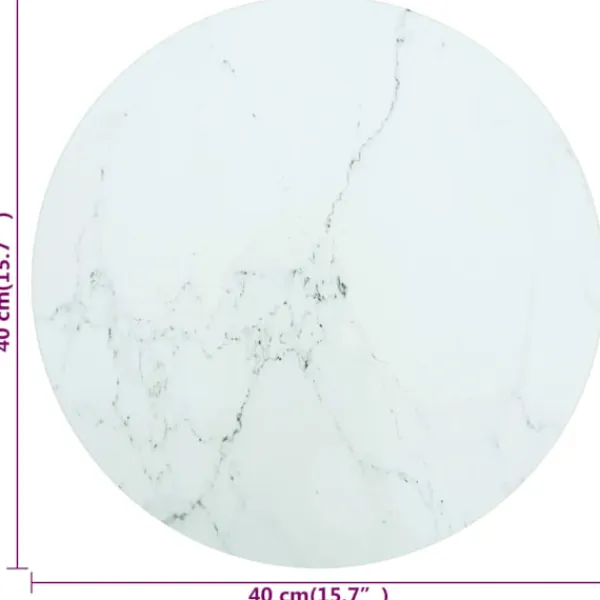 vidaXL Småbord>Bordsskiva Ø40x0,8 cm härdat glas med marmortextur