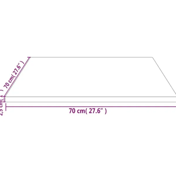 vidaXL Matbord>Bordsskiva 70x70x2,5 cm massiv furu fyrkantig