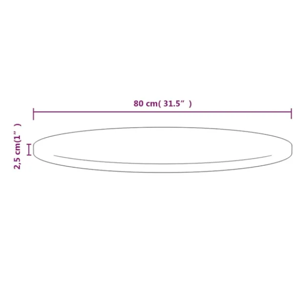 vidaXL Matbord>Bordsskiva Ø80x2,5 cm massiv furu