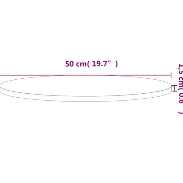 vidaXL Soffbord>Bordsskiva Ø50x1,5 cm rund massivt bokträ