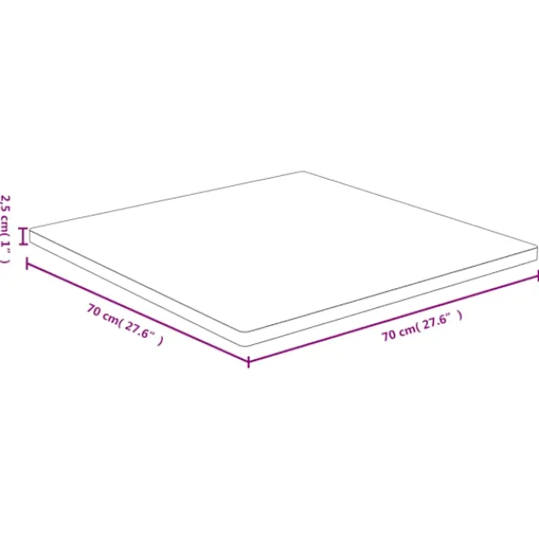vidaXL Matbord>Bordsskiva 70x70x2,5 cm bambu
