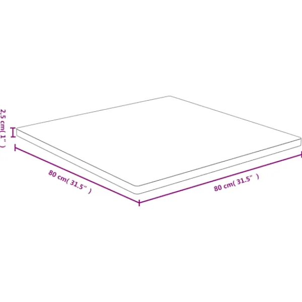 vidaXL Matbord>Bordsskiva 80x80x2,5 cm bambu