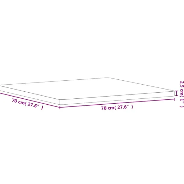 vidaXL Matbord>Bordsskiva 70x70x2,5 cm fyrkantig massivt bokträ