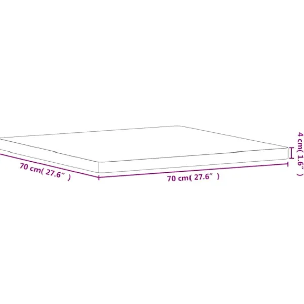 vidaXL Matbord>Bordsskiva 70x70x4 cm fyrkantig massivt bokträ