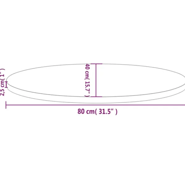 vidaXL Småbord>Bordsskiva 80x40x2,5 cm oval massiv furu