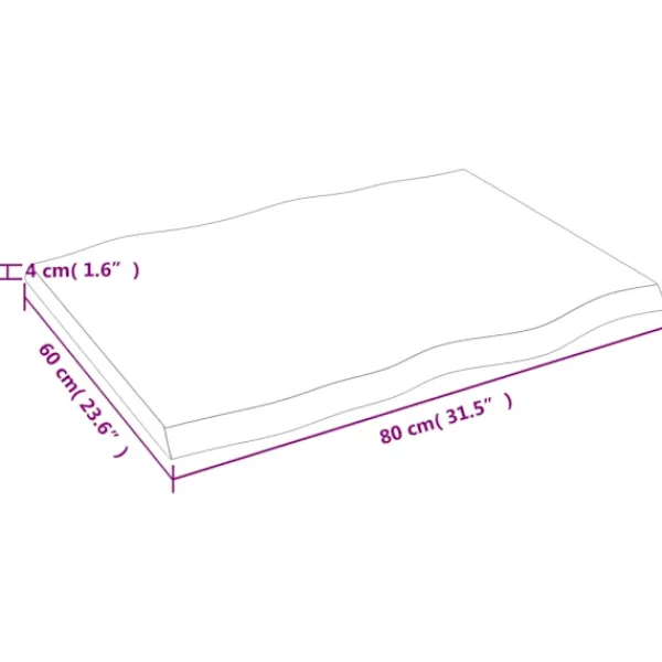vidaXL Kontorsmöbler>Bordsskiva 80x60x(2-4) cm obehandlad massiv ek levande kant