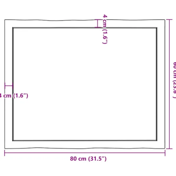 vidaXL Kontorsmöbler>Bordsskiva 80x60x(2-4) cm obehandlad massiv ek levande kant
