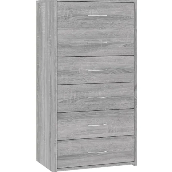 vidaXL Byråer>Byrå 6 lådor sonoma-ek 50x34x96 cm konstruerat trä