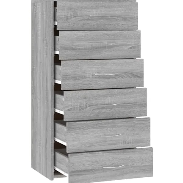 vidaXL Byråer>Byrå 6 lådor sonoma-ek 50x34x96 cm konstruerat trä