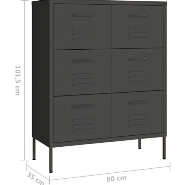 vidaXL Byråer>Byrå 80x35x101,5 cm stål