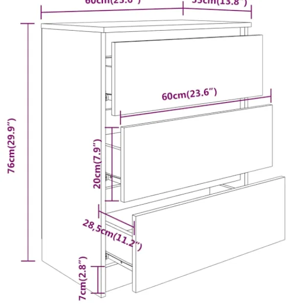 vidaXL Byråer>Byrå betong 60x35x76 cm konstruerat trä