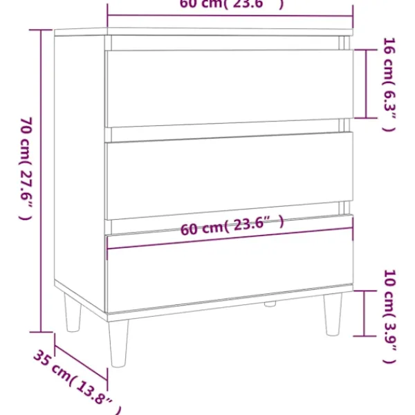 vidaXL Byråer>Byrå ek 60x35x70 cm konstruerat trä