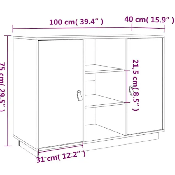 vidaXL Skåp>Byrå 100x40x75 cm massiv furu