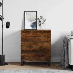 vidaXL Byråer>Byrå rökfärgad ek 60x35x70 cm konstruerat trä
