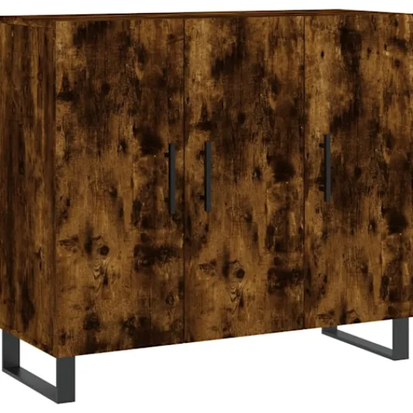 vidaXL Skåp>Byrå rökfärgad ek 90x34x80 cm konstruerat trä
