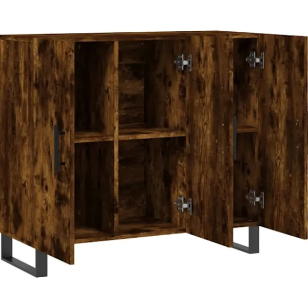 vidaXL Skåp>Byrå rökfärgad ek 90x34x80 cm konstruerat trä