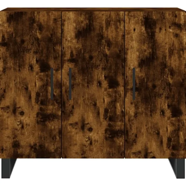 vidaXL Skåp>Byrå rökfärgad ek 90x34x80 cm konstruerat trä