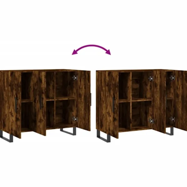 vidaXL Skåp>Byrå rökfärgad ek 90x34x80 cm konstruerat trä