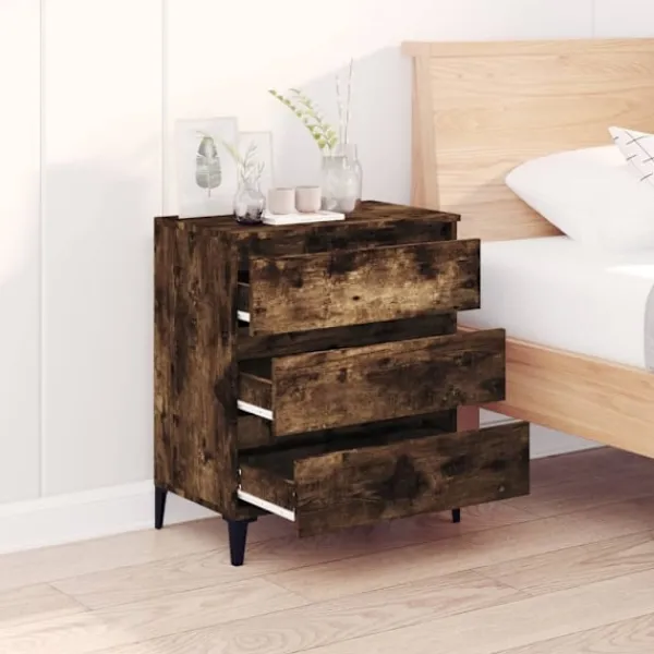 vidaXL Byråer>Byrå rökfärgad ek 60x35x70 cm konstruerat trä