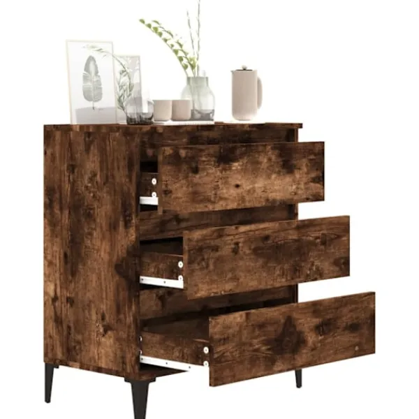 vidaXL Byråer>Byrå rökfärgad ek 60x35x70 cm konstruerat trä
