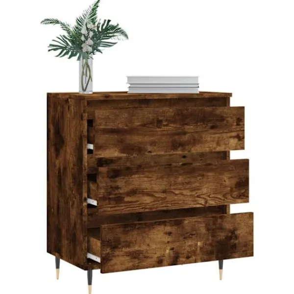 vidaXL Byråer>Byrå rökfärgad ek 60x35x70 cm konstruerat trä