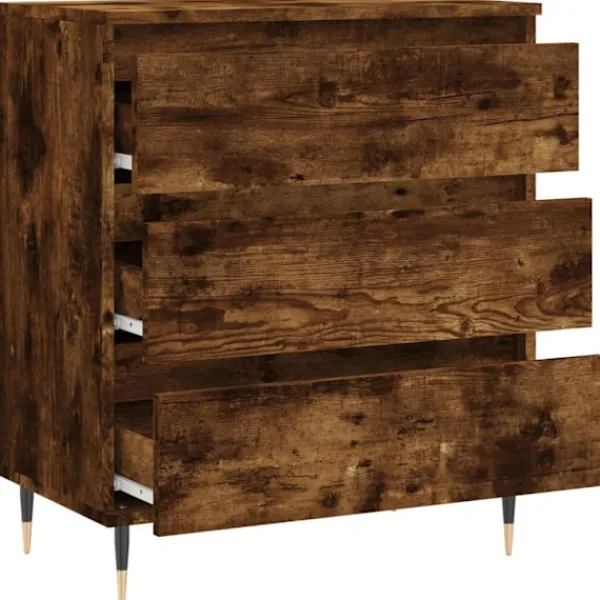vidaXL Byråer>Byrå rökfärgad ek 60x35x70 cm konstruerat trä