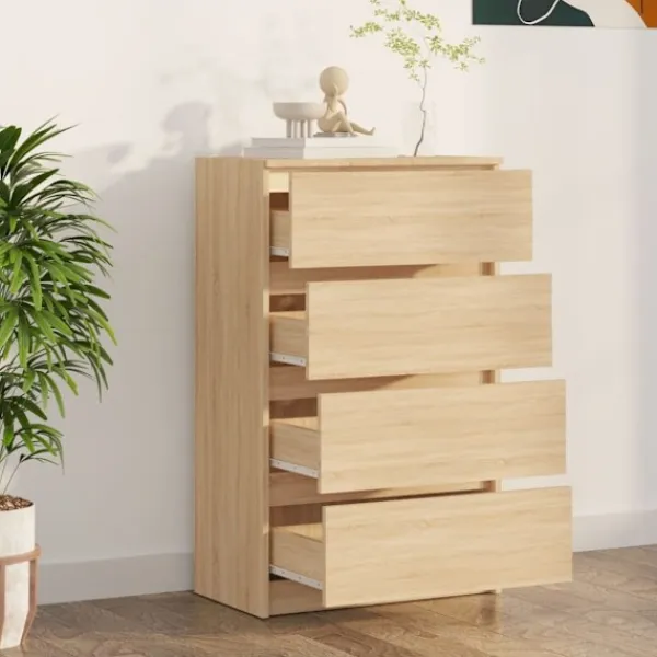 vidaXL Byråer>Byrå sonoma-ek 60x35x98,5 cm konstruerat trä