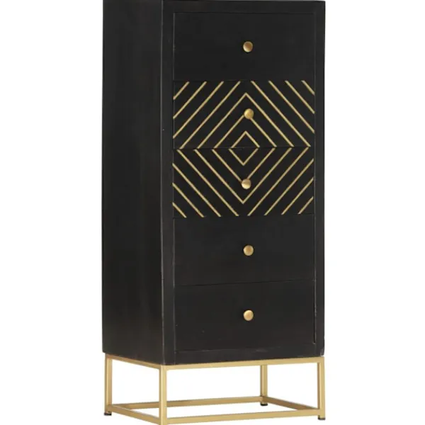 vidaXL Byråer>Byrå och guld 45x30x105 cm massivt mangoträ