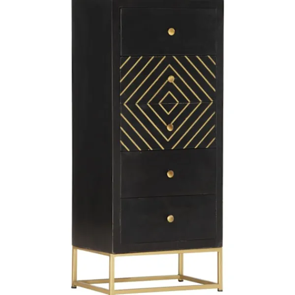 vidaXL Byråer>Byrå och guld 45x30x105 cm massivt mangoträ