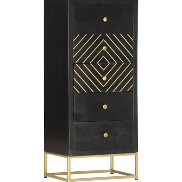 vidaXL Byråer>Byrå och guld 45x30x105 cm massivt mangoträ