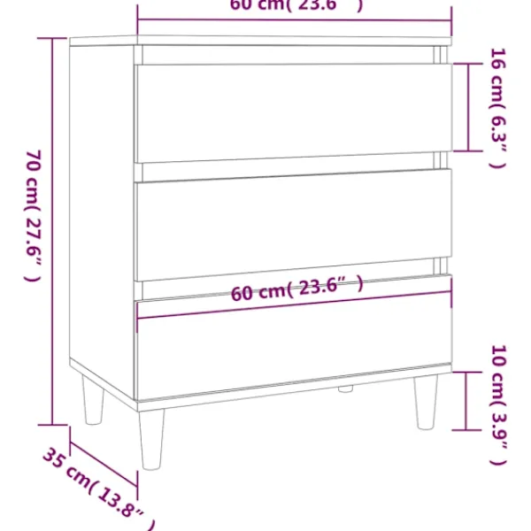 vidaXL Byråer>Byrå 60x35x70 cm konstruerat trä