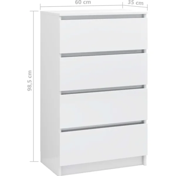 vidaXL Byråer>Byrå högglans 60x35x98,5 cm konstruerat trä