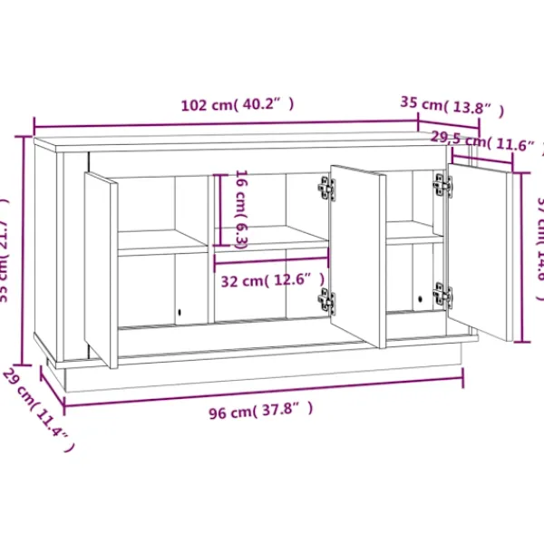 vidaXL Skåp>Byrå 102x35x55 cm konstruerat trä