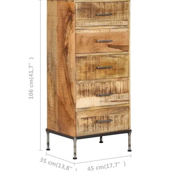 vidaXL Byråer>Byrå 45x35x106 cm massivt mangoträ