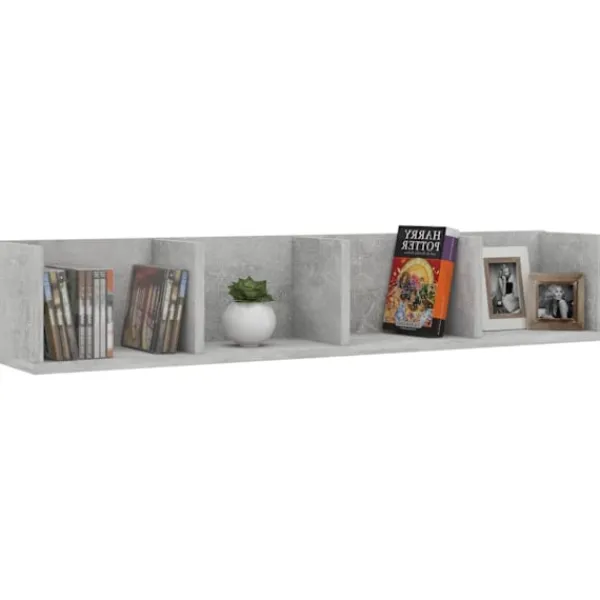 vidaXL Hyllor>CD-hylla betong 100x18x18 cm konstruerat trä