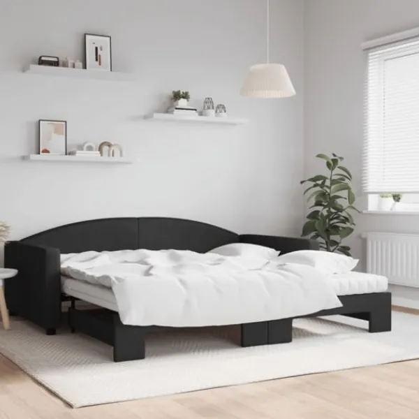 vidaXL Soffor>Dagbädd med extrabädd och madrasser 100x200 cm tyg