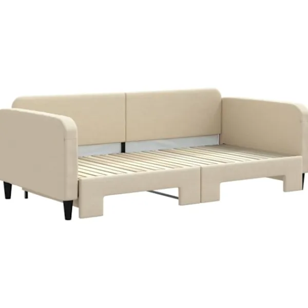 vidaXL Soffor>Dagbädd utdragbar gräddvit 100x200 cm tyg Kräm