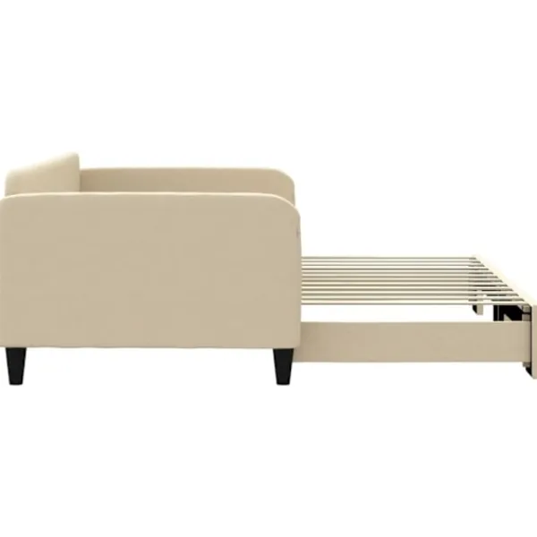 vidaXL Soffor>Dagbädd utdragbar gräddvit 100x200 cm tyg Kräm