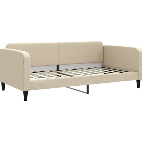 vidaXL Soffor>Dagbädd utdragbar gräddvit 100x200 cm tyg Kräm