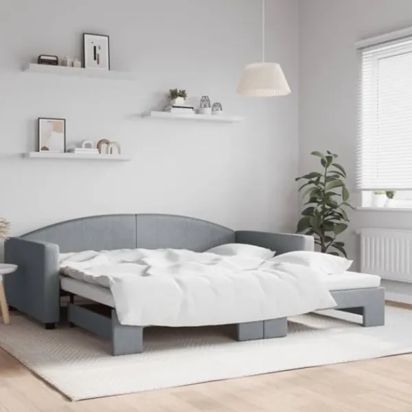 vidaXL Soffor>Dagbädd utdragbar ljus 100x200 cm tyg