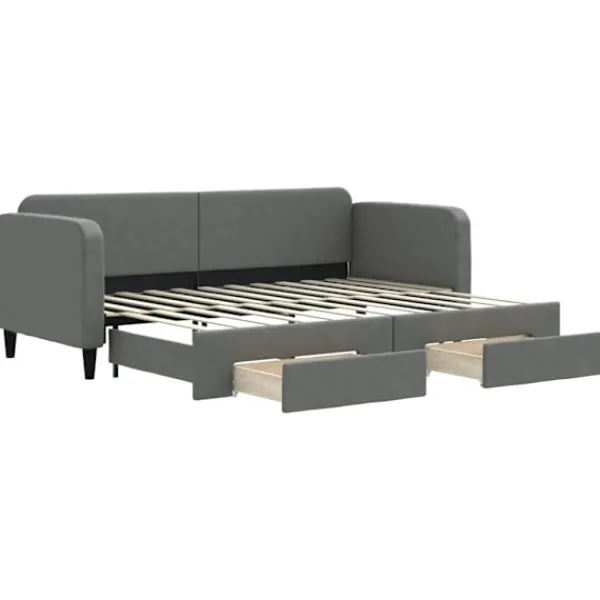 vidaXL Soffor>Dagbädd utdragbar med lådor mörk 80x200 cm tyg
