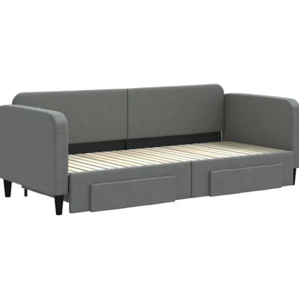 vidaXL Soffor>Dagbädd utdragbar med lådor mörk 80x200 cm tyg