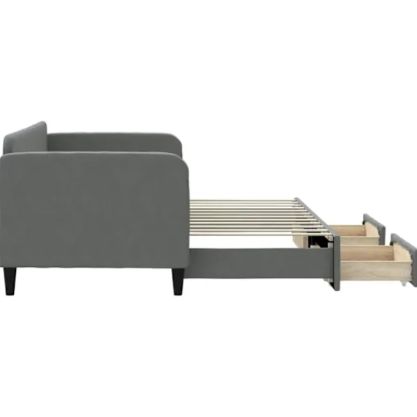 vidaXL Soffor>Dagbädd utdragbar med lådor mörk 80x200 cm tyg