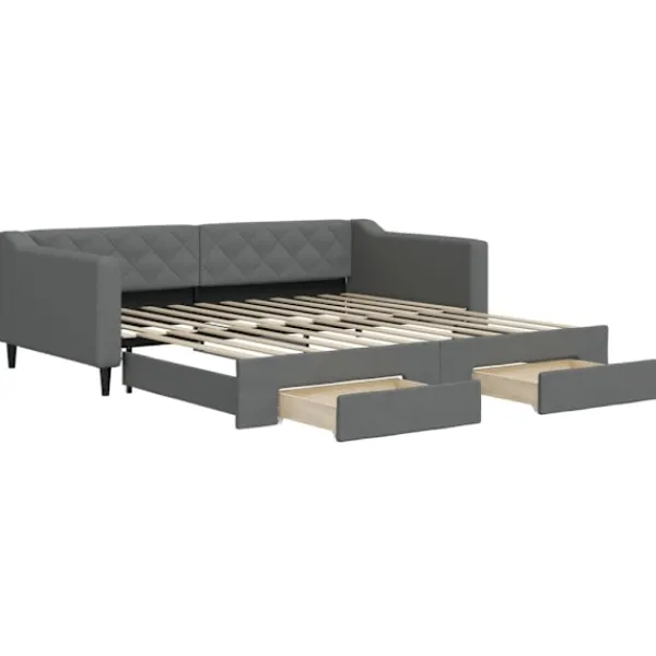 vidaXL Soffor>Dagbädd utdragbar med lådor mörk 100x200 cm tyg