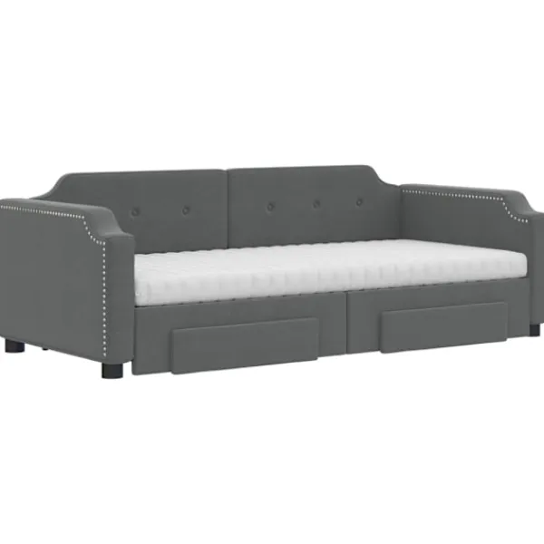 vidaXL Soffor>Dagbädd utdragbar med lådor mörk 90x200 cm tyg