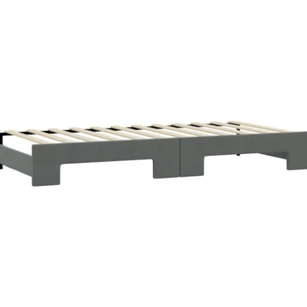 vidaXL Soffor>Dagbädd utdragbar med lådor mörk 90x200 cm tyg